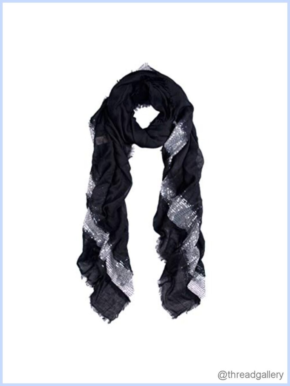 Sequin Glitter Fringe Scarf Lightweight Viscose Rayon Wrap
